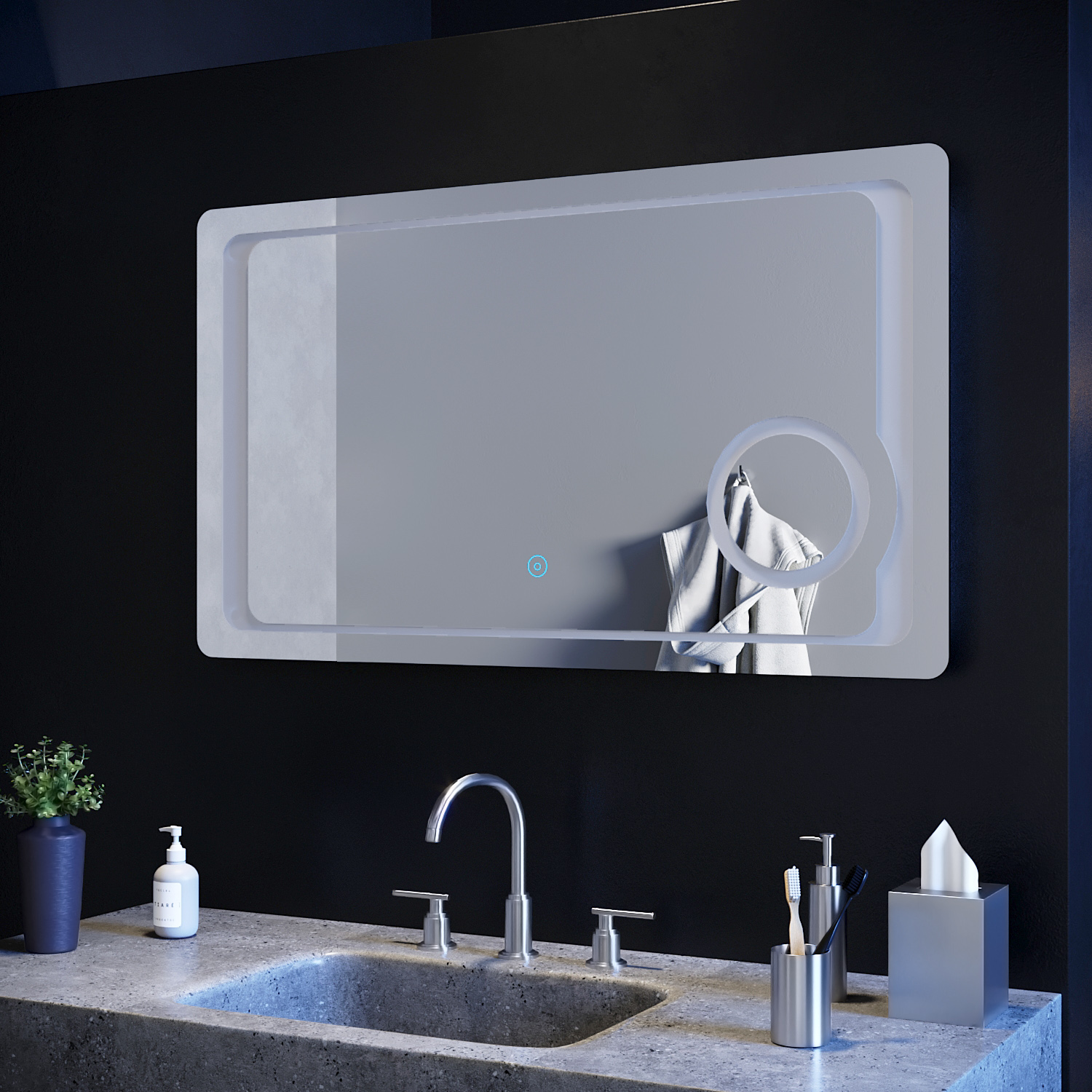 1000x600mm LED Mirror Illuminated Bathroom Light With Shaver Socket